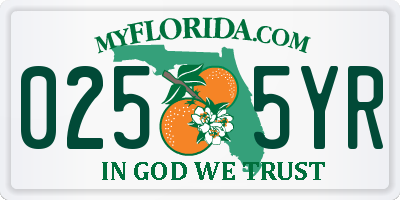 FL license plate 0255YR