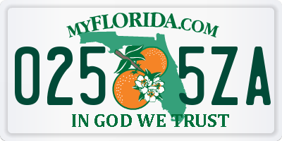 FL license plate 0255ZA