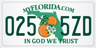 FL license plate 0255ZD
