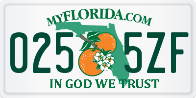 FL license plate 0255ZF