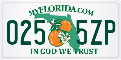 FL license plate 0255ZP