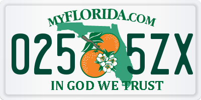 FL license plate 0255ZX