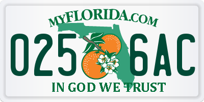 FL license plate 0256AC