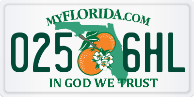 FL license plate 0256HL