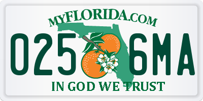 FL license plate 0256MA