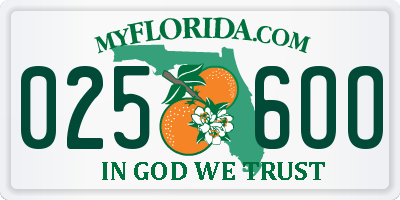 FL license plate 0256OO