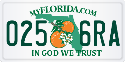 FL license plate 0256RA