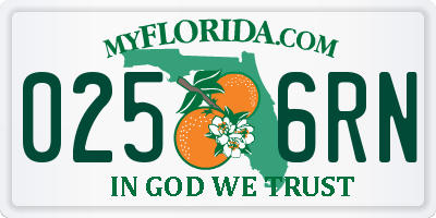 FL license plate 0256RN