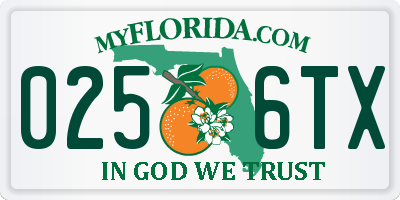 FL license plate 0256TX