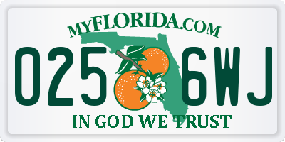 FL license plate 0256WJ