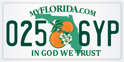 FL license plate 0256YP