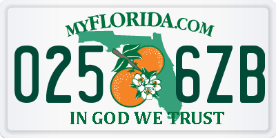 FL license plate 0256ZB