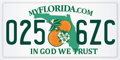 FL license plate 0256ZC