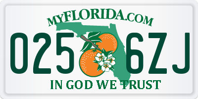 FL license plate 0256ZJ