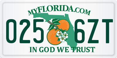 FL license plate 0256ZT