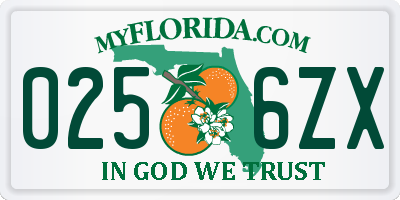 FL license plate 0256ZX