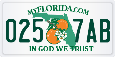 FL license plate 0257AB