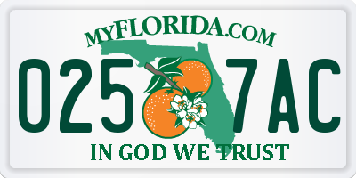 FL license plate 0257AC