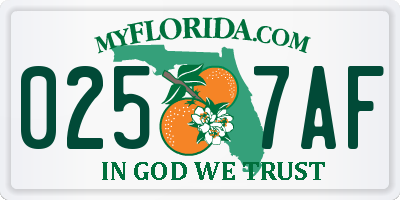 FL license plate 0257AF