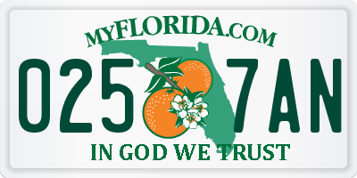 FL license plate 0257AN