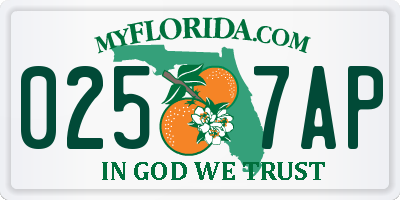 FL license plate 0257AP