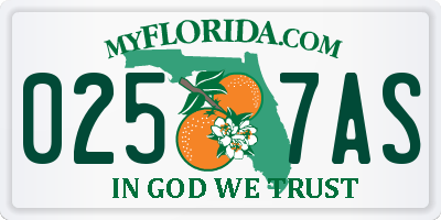 FL license plate 0257AS