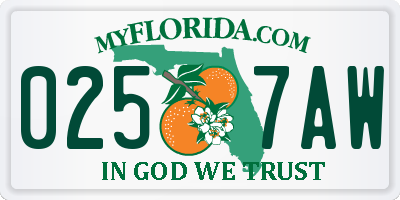 FL license plate 0257AW