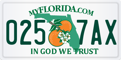 FL license plate 0257AX
