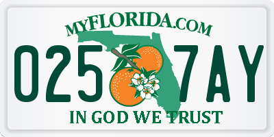 FL license plate 0257AY