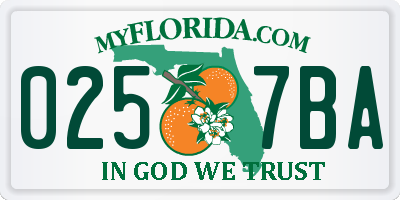 FL license plate 0257BA