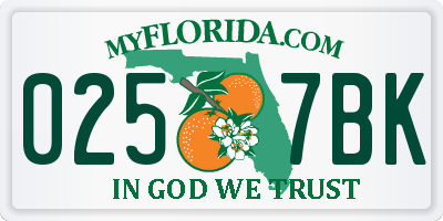 FL license plate 0257BK