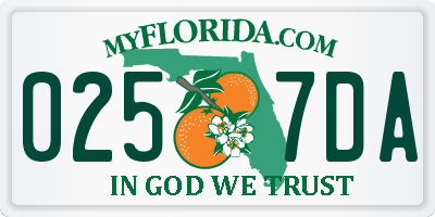 FL license plate 0257DA