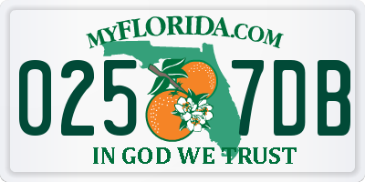 FL license plate 0257DB