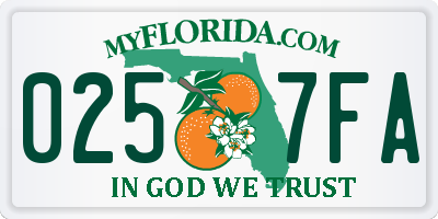 FL license plate 0257FA