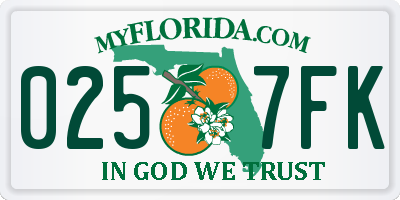FL license plate 0257FK