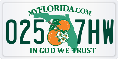 FL license plate 0257HW