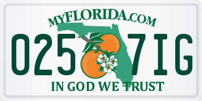 FL license plate 0257IG
