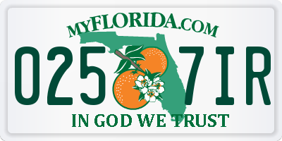 FL license plate 0257IR