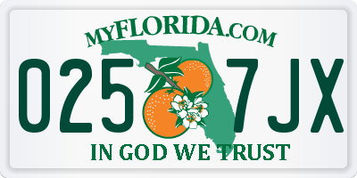 FL license plate 0257JX