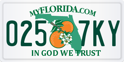 FL license plate 0257KY