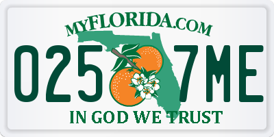 FL license plate 0257ME