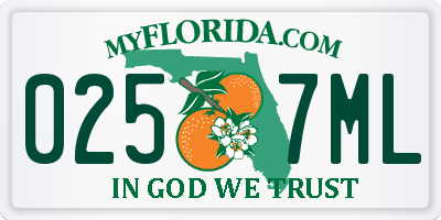FL license plate 0257ML