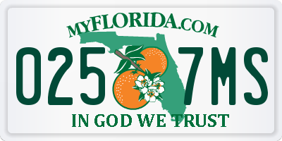 FL license plate 0257MS