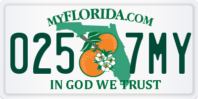 FL license plate 0257MY