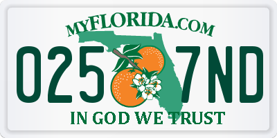 FL license plate 0257ND