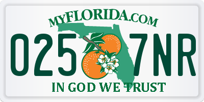 FL license plate 0257NR