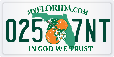 FL license plate 0257NT