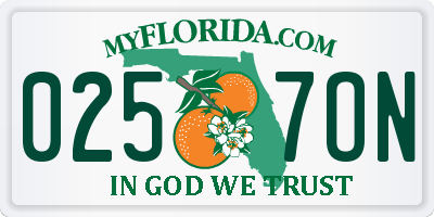 FL license plate 0257ON