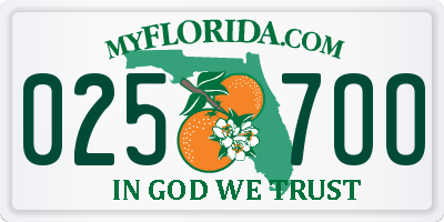FL license plate 0257OO