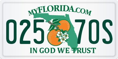 FL license plate 0257OS